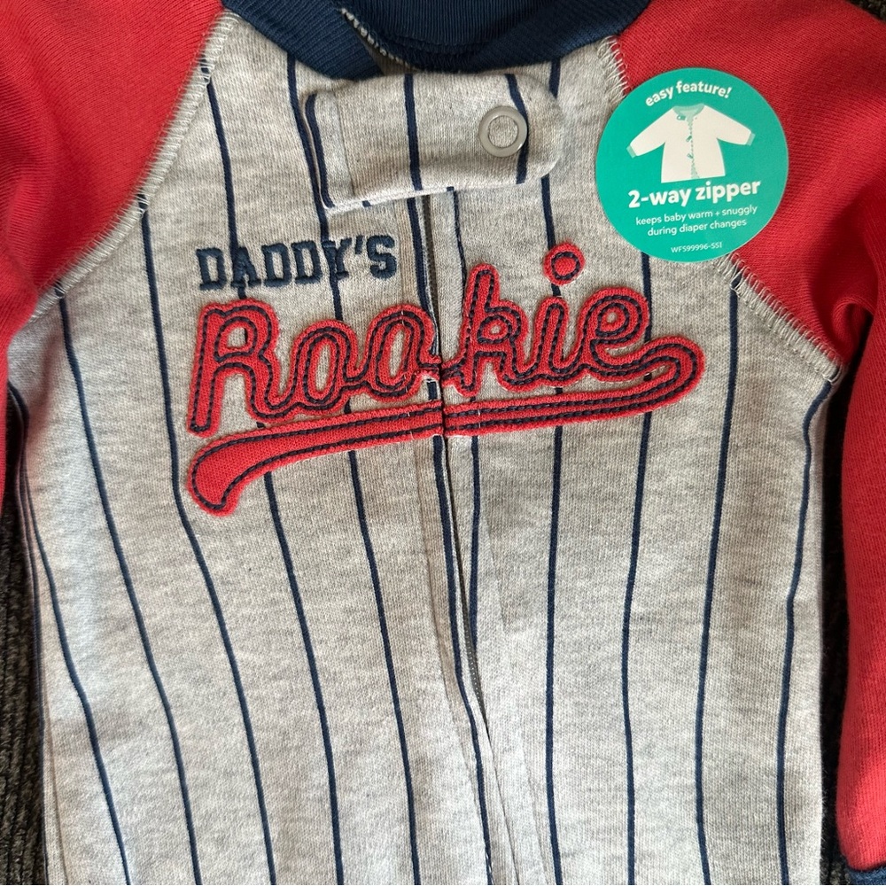 Carters child of mine Preemie sleep n play footie daddy’s rookie - Picture 4 of 4
